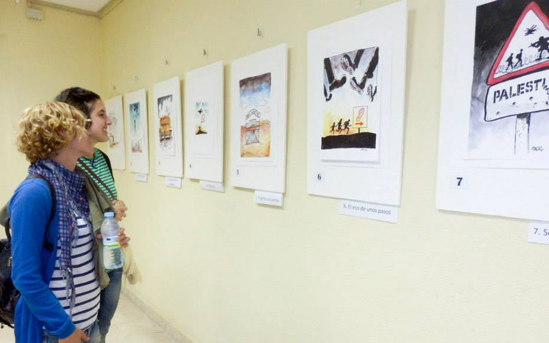 Viñetas para visibilizar y denunciar la situación del pueblo palestino, en la Casa de la Cultura de San Fernando