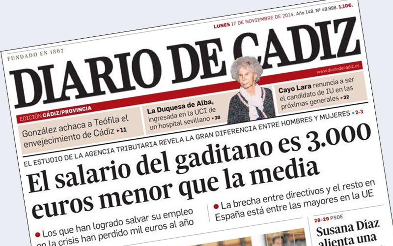 Vuelve el ‘formato sábana’ por un día al Diario de Cádiz para celebrar sus 50.000 números