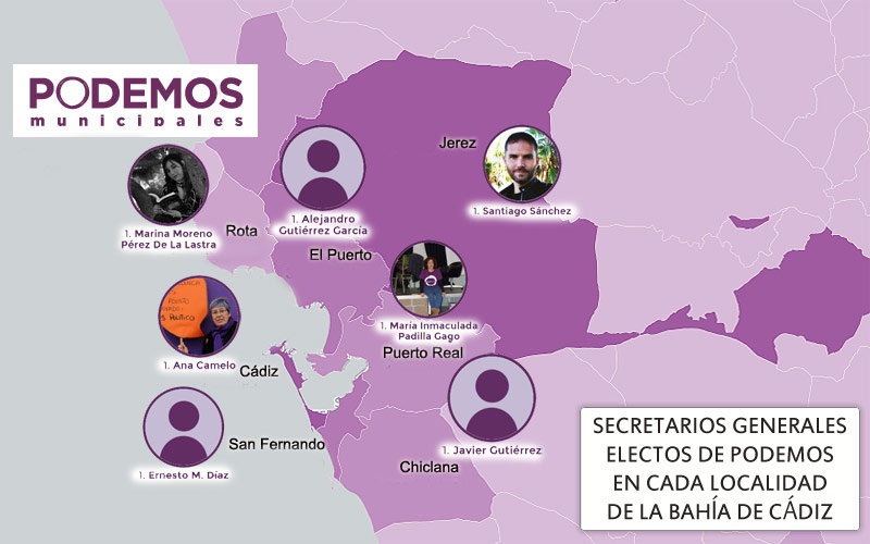 Cuatro hombres y tres mujeres, los siete líderes de Podemos en la Bahía de Cádiz elegidos en primarias por 2.200 ‘afiliados’