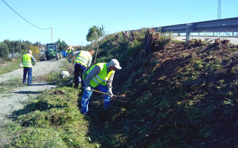 La concejalía de Medio Ambiente limpia con contratados de los planes de empleo de la Junta una treintena de parcelas públicas
