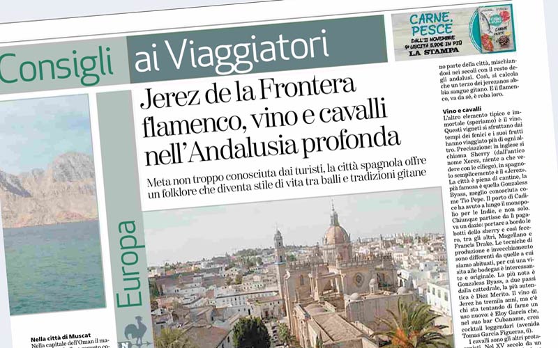 Jerez: recomendación turística en periódicos de Italia y Argentina