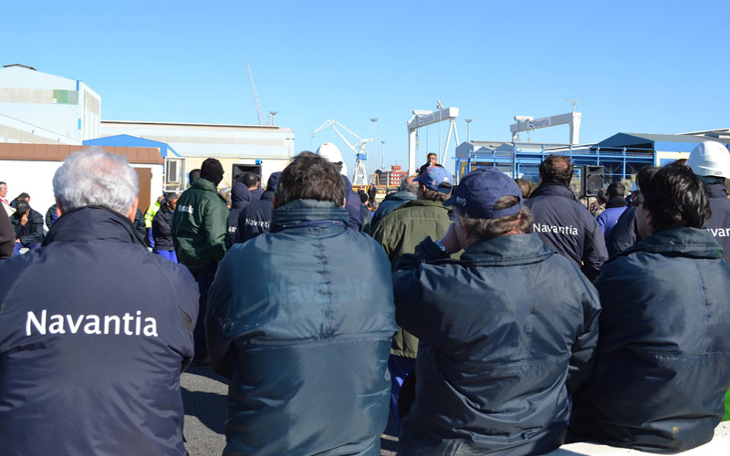 Trabajadores de astilleros saldrán a la calle en plena campaña, el día 11, “por el futuro de Navantia y por el empleo en la Bahía”