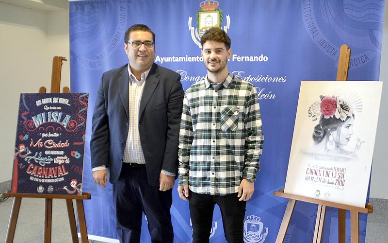 El joven isleño Antonio Jiménez diseña los carteles anunciadores de este año del Carnaval y de la Feria del Carmen y de la Sal