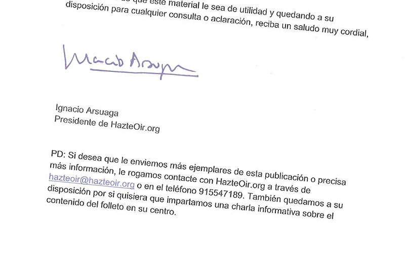 Ultracatólicos envían a colegios de Cádiz sus folletos homofóbicos contra la educación a favor del respeto “a la diversidad sexual”