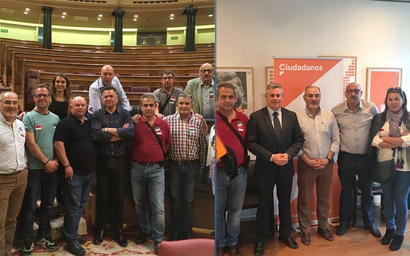 Podemos y Ciudadanos reciben a trabajadores del aeropuerto de la Base de Rota y exigen al Gobierno central que actúe en el conflicto
