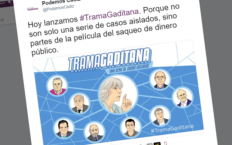 Podemos habla de “trama gaditana” para incitar a acudir a Madrid a la concentración en apoyo a la moción de censura contra Rajoy