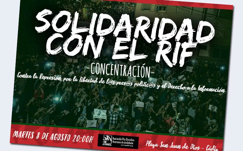 Los gaditanos están llamados este martes a solidarizarse con el movimiento Hirak del Rif y denunciar la represión de Marruecos
