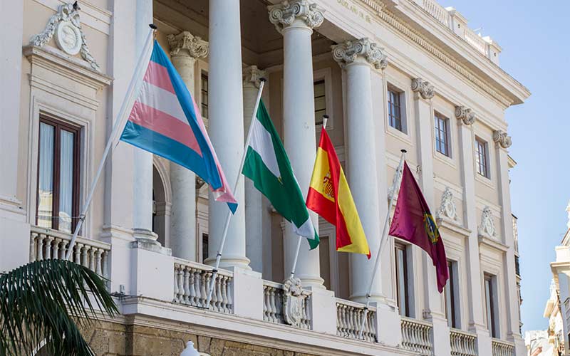 La bandera trans luce este 20-N de nuevo en Cádiz en defensa de los derechos de este colectivo