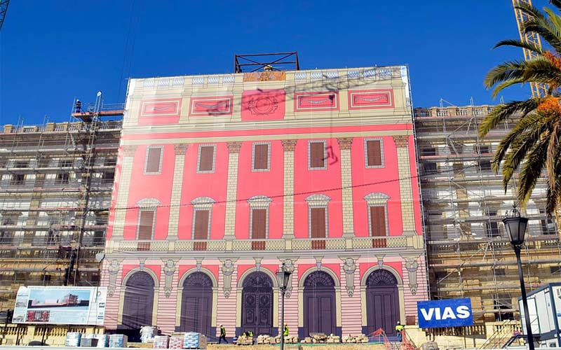 Una lona adelanta cómo será el ‘nuevo’ Ayuntamiento isleño