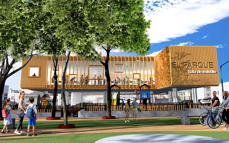 El PSOE isleño vende las bondades y atractivos de la “gran sala de estudios” planteada junto al parque y ya presupuestada