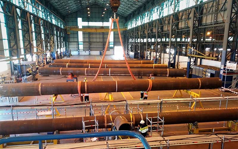 El astillero de Puerto Real inicia la construcción de veinte upper jackets para el Mar del Norte, faena para unas 250 personas