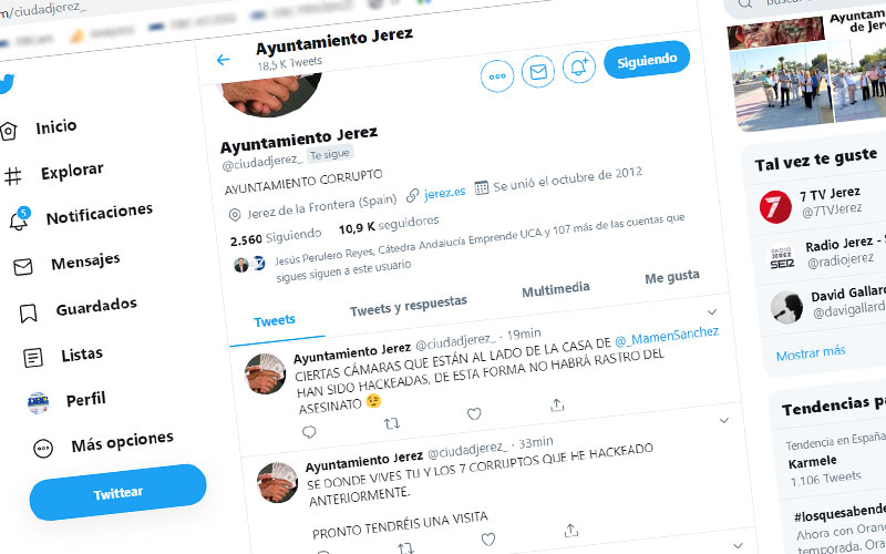 Amenazan de muerte a la alcaldesa de Jerez tras el ‘ataque’ a la cuenta de twitter del Ayuntamiento