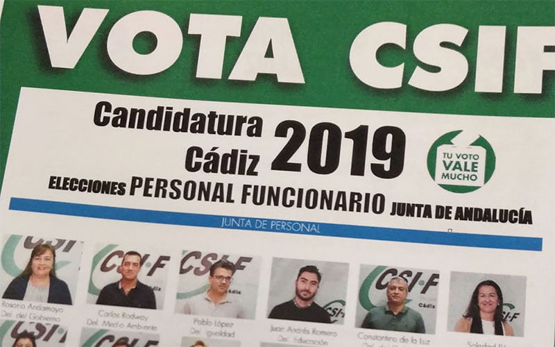 CSIF se impone en las elecciones sindicales del personal funcionario de la Junta de Andalucía en Cádiz