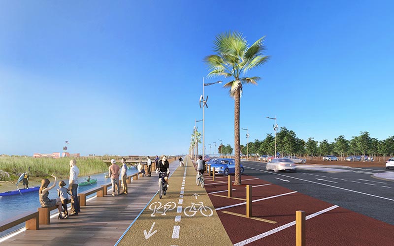 La proyectada ampliación de la carretera de la playa de Camposoto quiere “compatibilizarse” con el arreglo del inutilizado paseo marítimo