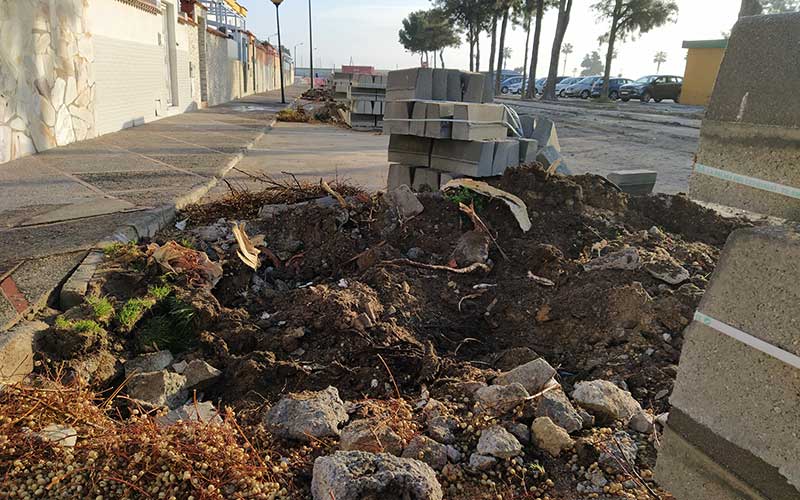 La controvertida tala de árboles “a petición de los vecinos” centra el avance de la obra de mejora del saneamiento de la calle Ruiz Miguel