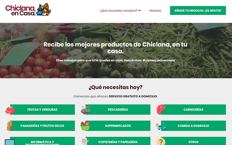 Lanzan una web como escaparate del comercio chiclanero que ofrece servicio a domicilio a los vecinos en estos tiempos de cuarentena