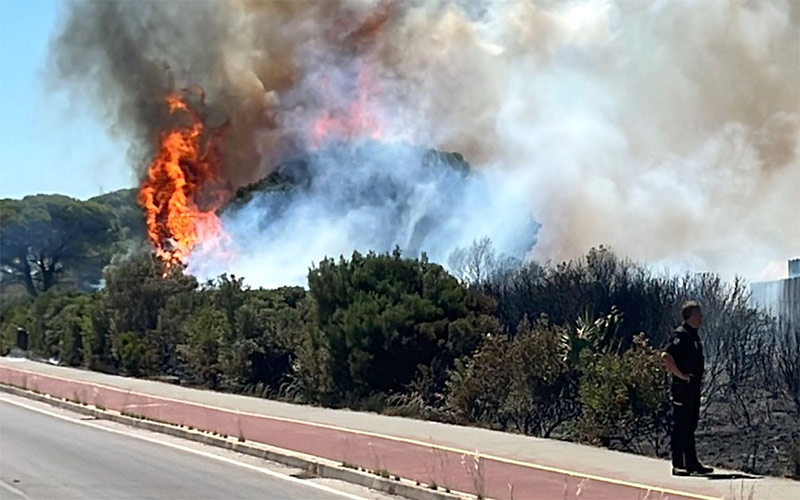 Susto por un incendio en los alrededores del campus universitario del Río San Pedro