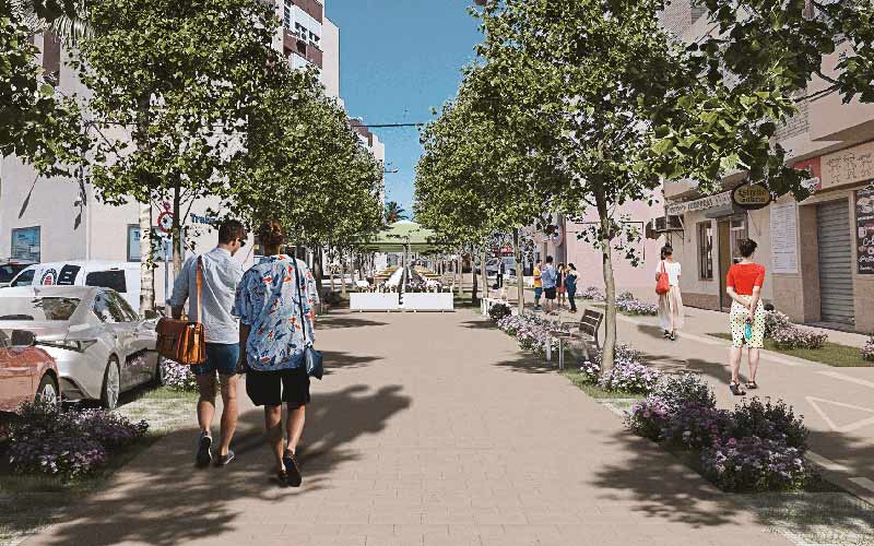 El PSOE proyecta en La Isla un bulevar para terrazas y peatones en la calle Luis Milena y replantea el existente en Reyes Católicos