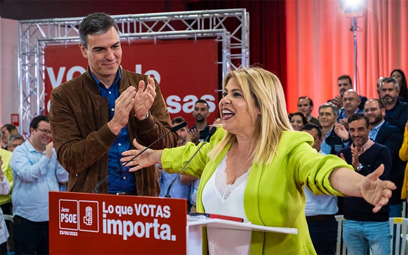 Mamen Sánchez pide el voto para hacer de Jerez “una ciudad imparable” alentada por Pedro Sánchez y su disyuntiva: “avanzar o retroceder”