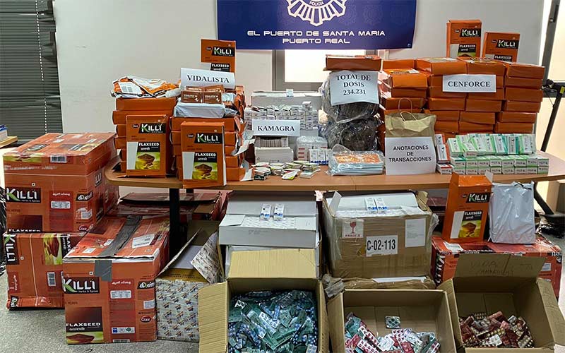 Incautadas en un trastero de Puerto Real más de 230.000 viagras ilegales listas para su venta