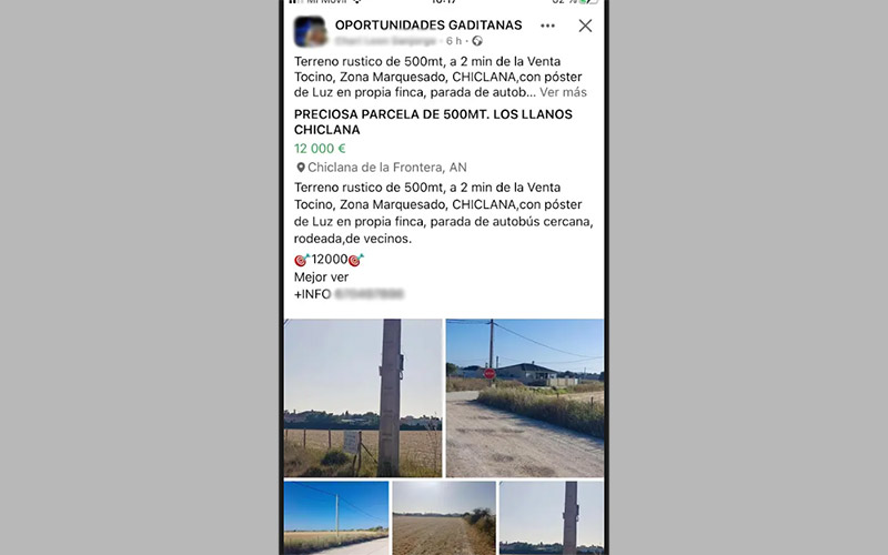 Toniza denuncia una “macro parcelación ilegal en marcha” en el Pinar de María de Chiclana