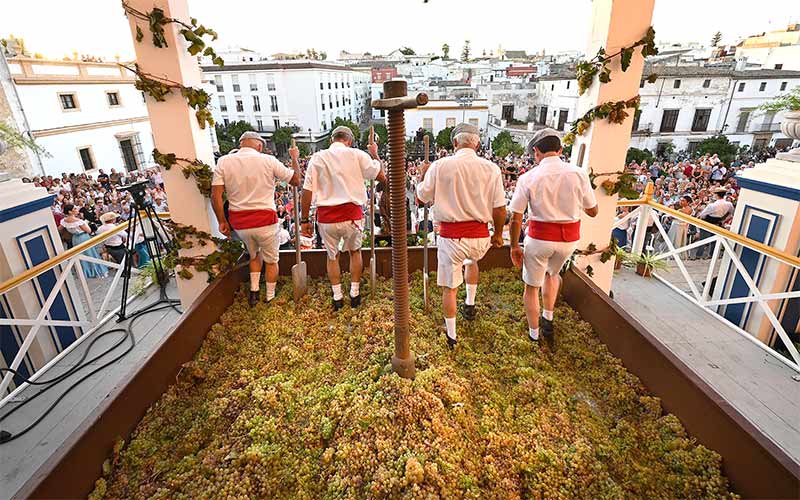 El simbólico primer mosto de la Pisa de la Uva ‘abre’ en Jerez las Fiestas de la Vendimia 2024