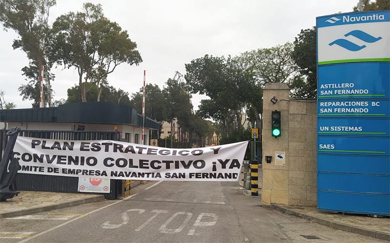 Trabajadores de los astilleros de Navantia en la Bahía paran “en defensa de un convenio justo”