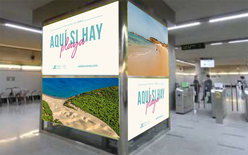 ‘Cádiz, aquí sí hay playa’: el Patronato Provincial de Turismo provoca en pleno corazón de Sevilla