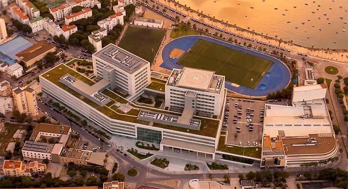 Recreación virtual del futurible hospital de Cádiz en Puntales - Junta de Andalucía